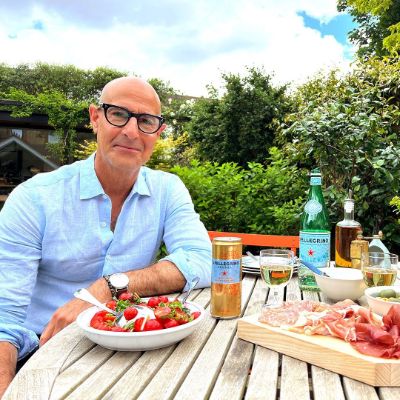 Photo of Isabel Concetta Tucci father Stanley Tucci while having lunch.